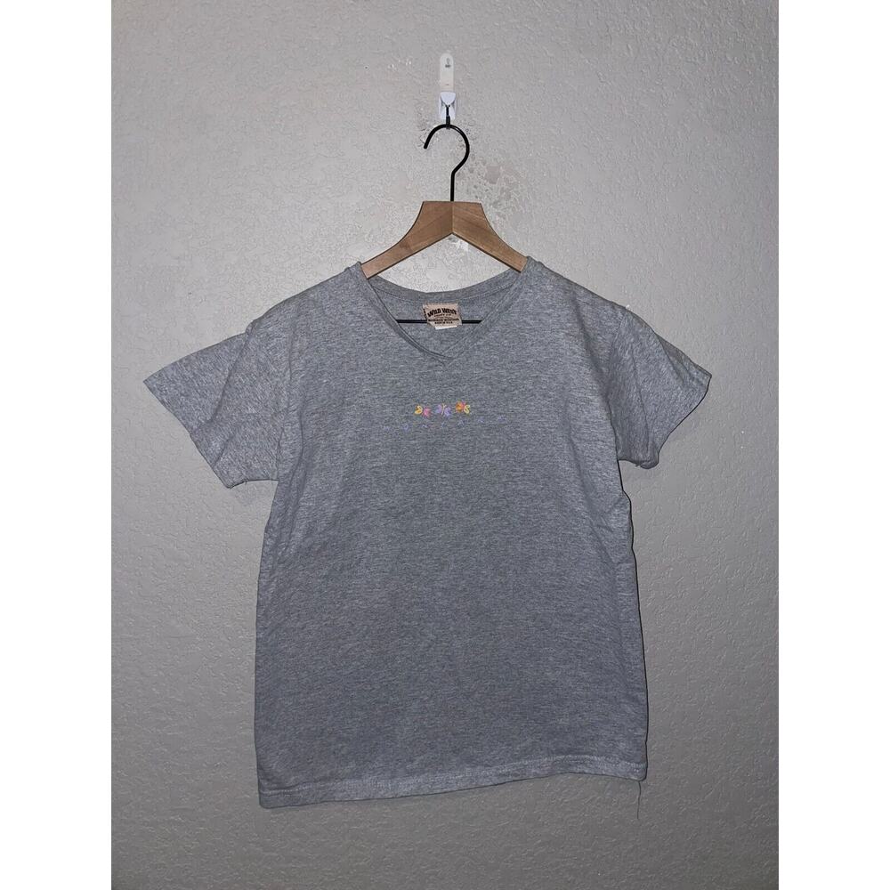 Womens Butterfly Shirt Top Tee Gray Wild West Montana Trio 90s Medium